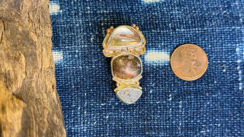 Vintage Sterling Silver & 14k Gold Pendant / Pin