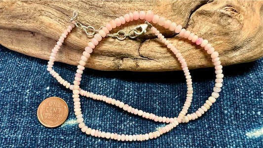 Pink Opal Bead Strand - Graduated Smooth Rondelles - 2mm x 3mm - 5mm x 6mm - 17”