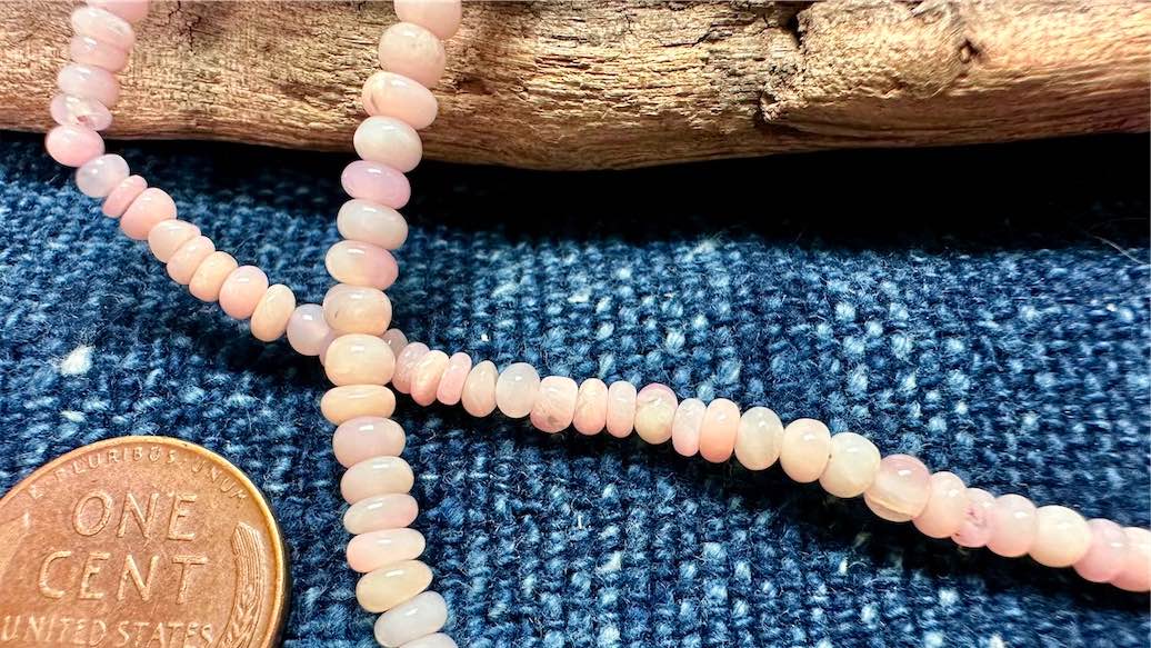 Pink Opal Bead Strand - Graduated Smooth Rondelles - 2mm x 3mm - 5mm x 6mm - 17”