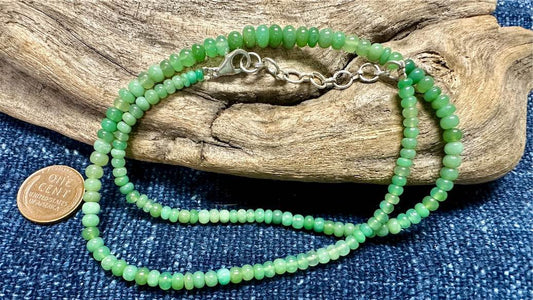 Gem Quality Chrysoprase Bead Strand - Graduated Smooth Rondelles - 2mm x 3mm - 4mm x 6mm - 16”