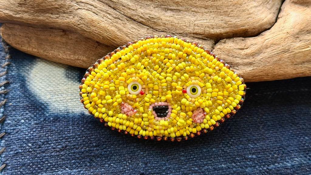 Lemon Beaded Pin / Brooch by Andrew Thornton