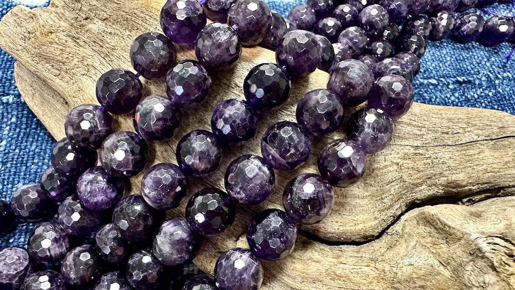 Amethyst Faceted Rounds Bead Strand - 12mm —15"