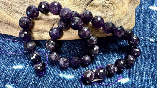 Amethyst Faceted Rounds Bead Strand - 12mm —15"