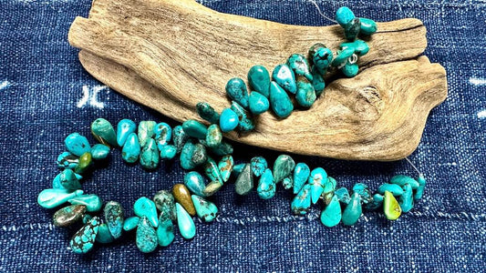Turquoise Bead Strand - Smooth Drops - 20mm x 10mm - 16”