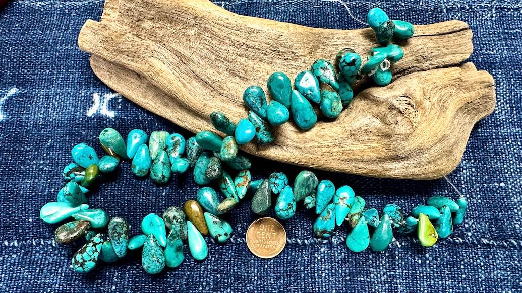 Turquoise Bead Strand - Smooth Drops - 20mm x 10mm - 16”