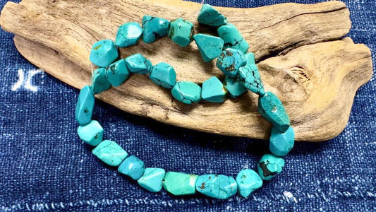 Turquoise Bead Strand - Simple-Cut Nuggets - 20mm x 12mm - 15.5”