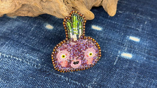 Red Onion Beaded Pin / Brooch by Andrew Thornton