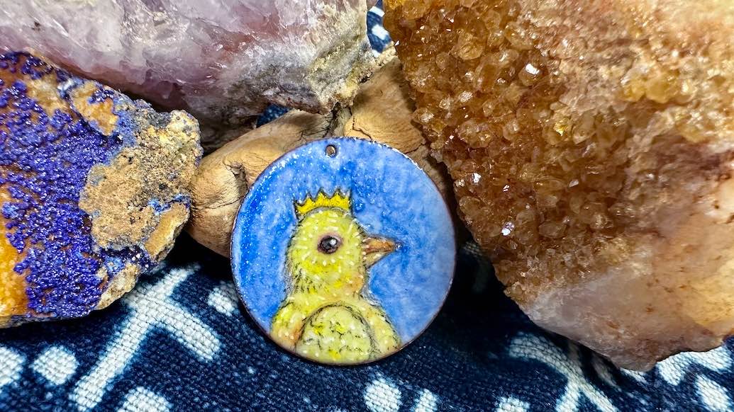 Allegory Gallery Enamel Pendant - Crowned Chick