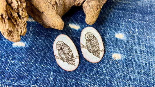 Laser-Etched Enamel Earrings by Andrew Thornton