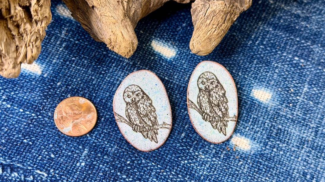 Laser-Etched Enamel Earrings by Andrew Thornton