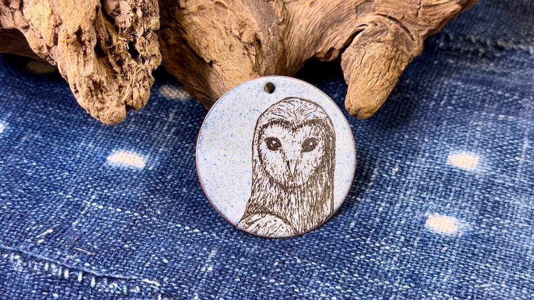 Laser-Etched Enamel Pendant by Andrew Thornton