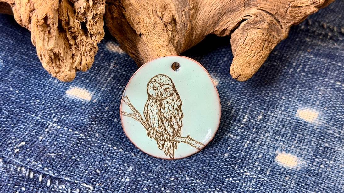 Laser-Etched Enamel Pendant by Andrew Thornton