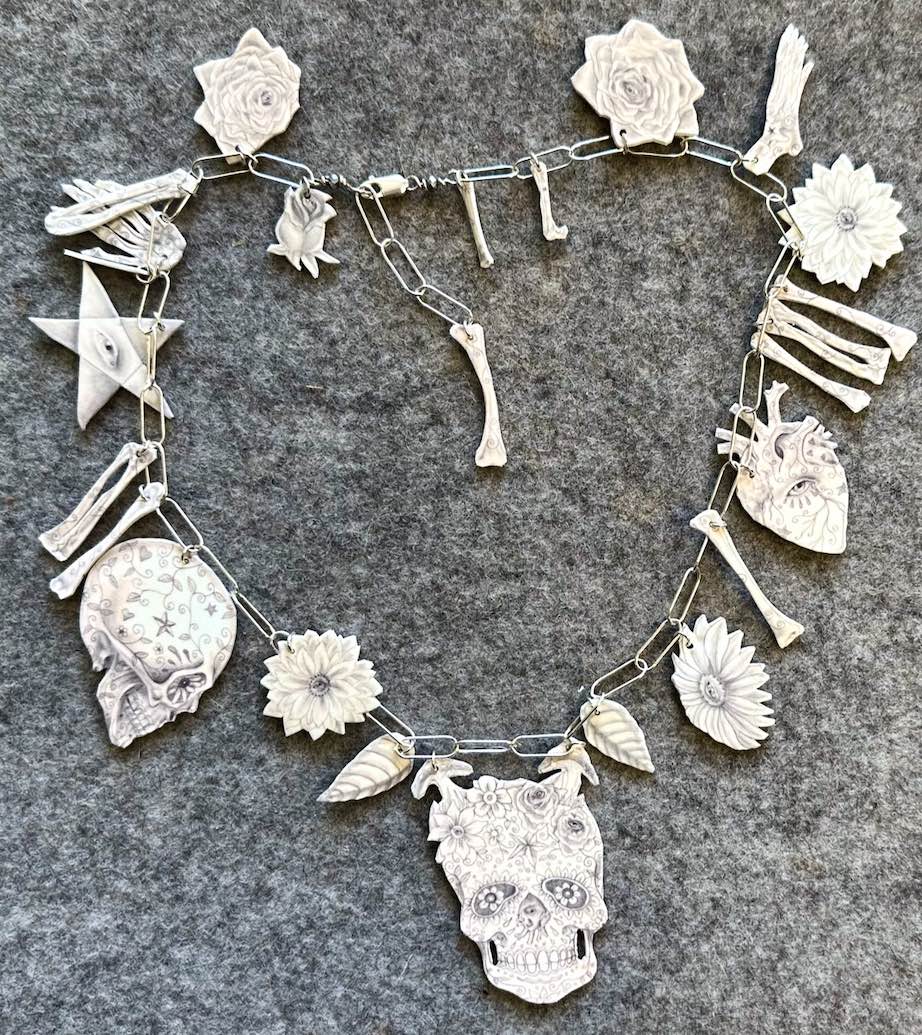 Rose & Bones Necklace by Wendy Wallin Malinow