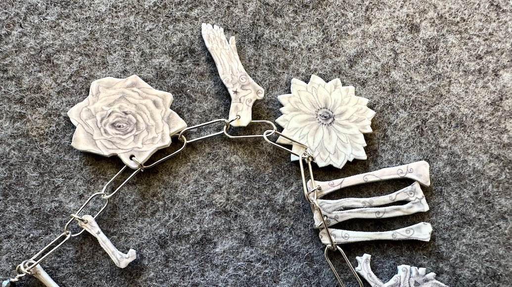 Rose & Bones Necklace by Wendy Wallin Malinow
