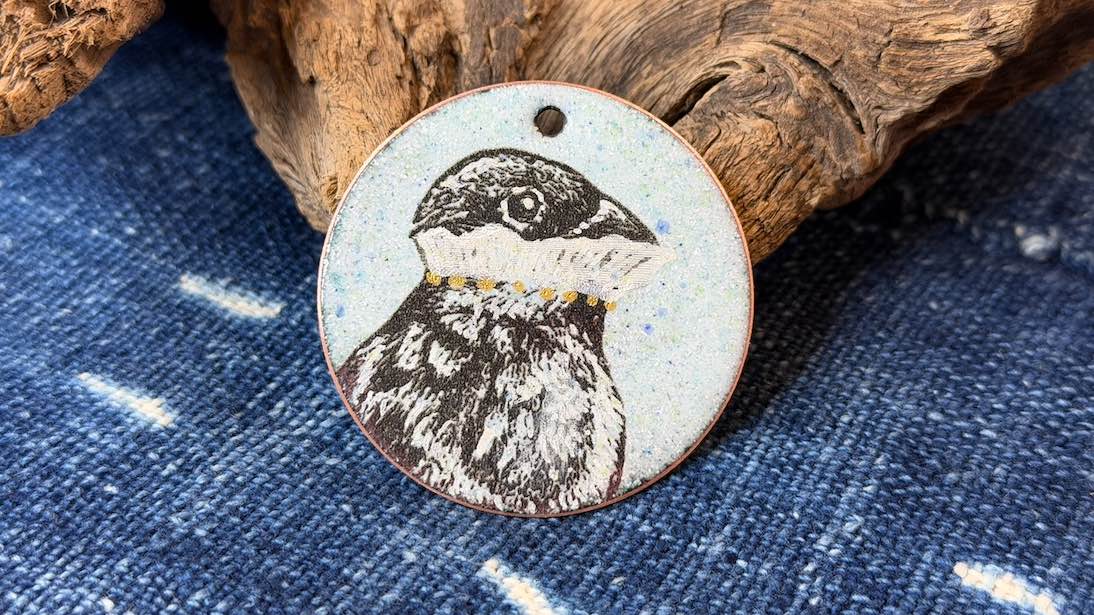 Laser-Etched Enamel Ornament / Pendant by Andrew Thornton