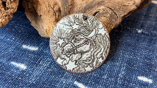 Laser-Etched Enamel Ornament / Pendant by Andrew Thornton