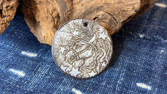 Laser-Etched Enamel Ornament / Pendant by Andrew Thornton
