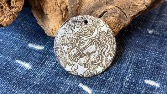 Laser-Etched Enamel Ornament / Pendant by Andrew Thornton