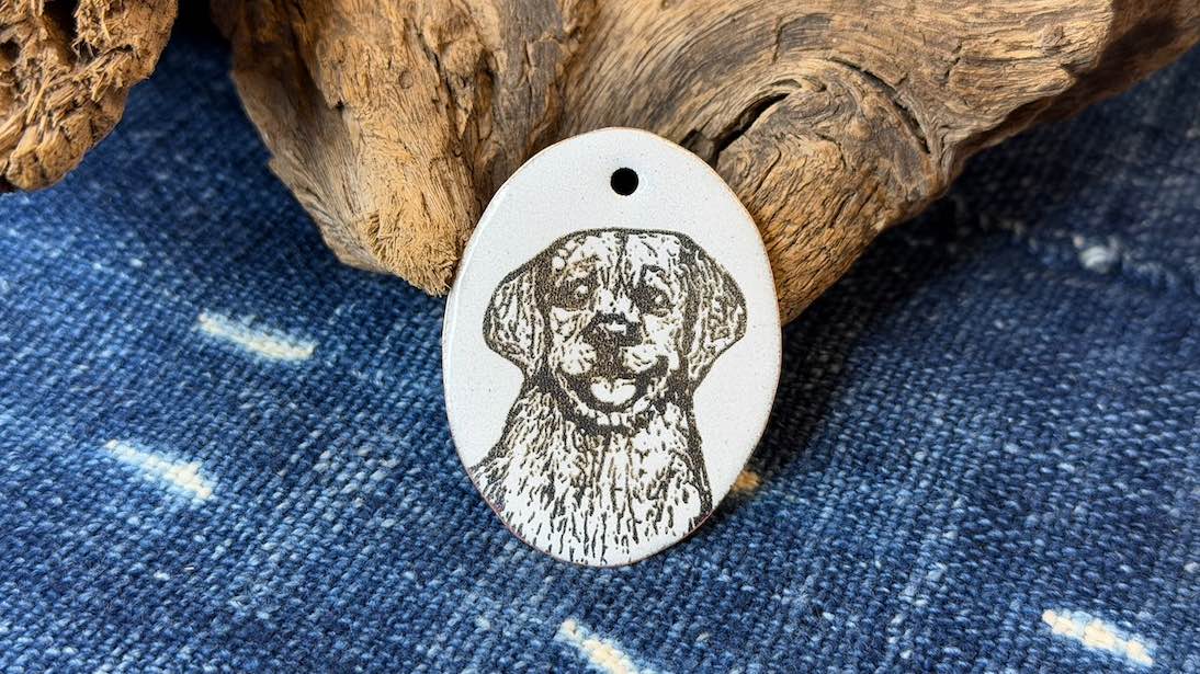 Laser-Etched Enamel Pendant by Andrew Thornton