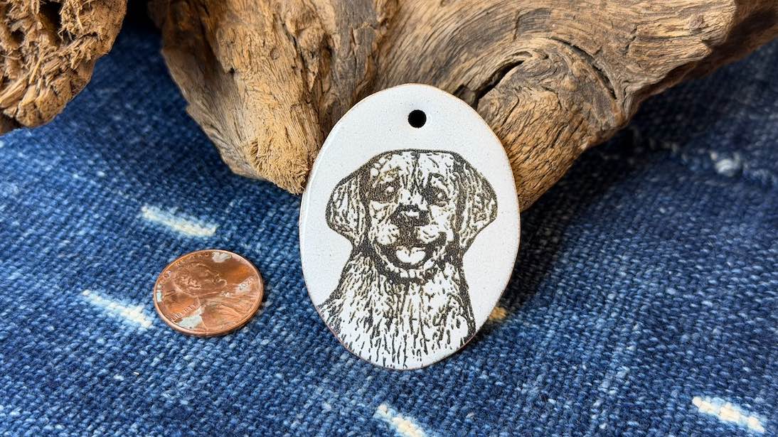 Laser-Etched Enamel Pendant by Andrew Thornton