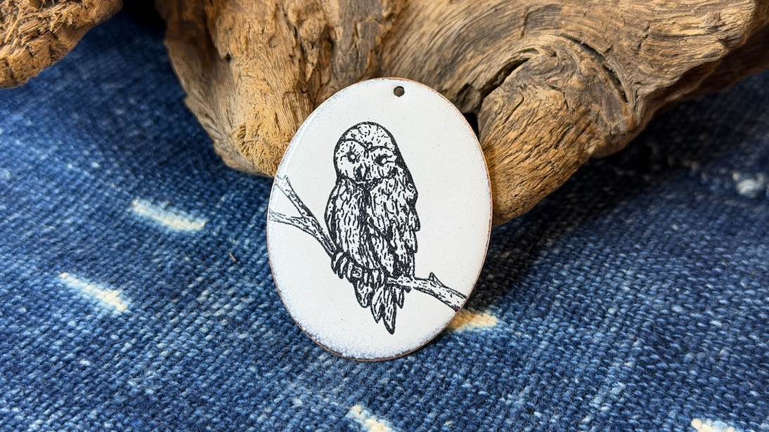 Laser-Etched Enamel Pendant by Andrew Thornton