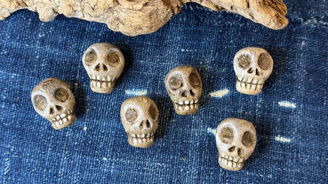 Polymer Clay Skull Pendants / Beads by Andrew Thornton