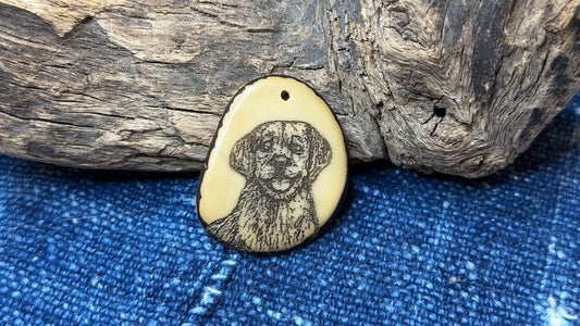 Laser-Etched Tagua Nut (Vegetable Ivory) Pendant by Andrew Thornton