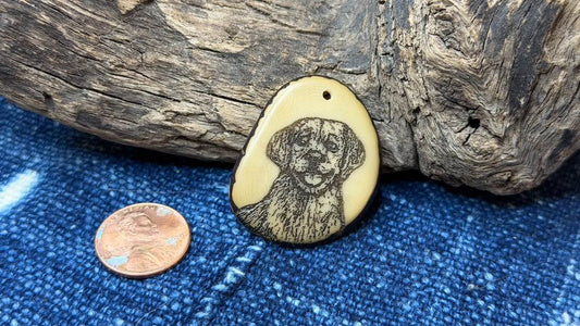 Laser-Etched Tagua Nut (Vegetable Ivory) Pendant by Andrew Thornton