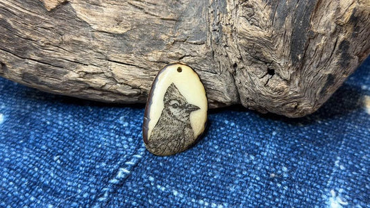 Laser-Etched Tagua Nut (Vegetable Ivory) Pendant by Andrew Thornton