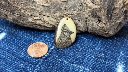 Laser-Etched Tagua Nut (Vegetable Ivory) Pendant by Andrew Thornton