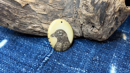 Laser-Etched Tagua Nut (Vegetable Ivory) Pendant by Andrew Thornton