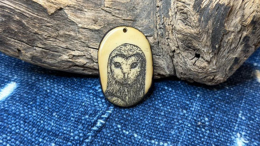 Laser-Etched Tagua Nut (Vegetable Ivory) Pendant by Andrew Thornton