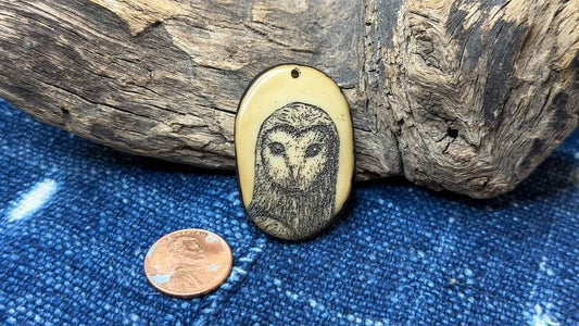 Laser-Etched Tagua Nut (Vegetable Ivory) Pendant by Andrew Thornton