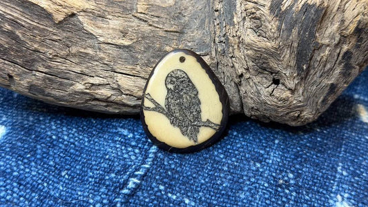 Laser-Etched Tagua Nut (Vegetable Ivory) Pendant by Andrew Thornton