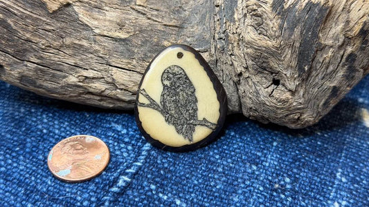 Laser-Etched Tagua Nut (Vegetable Ivory) Pendant by Andrew Thornton