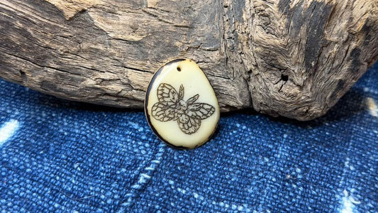Laser-Etched Tagua Nut (Vegetable Ivory) Pendant by Andrew Thornton