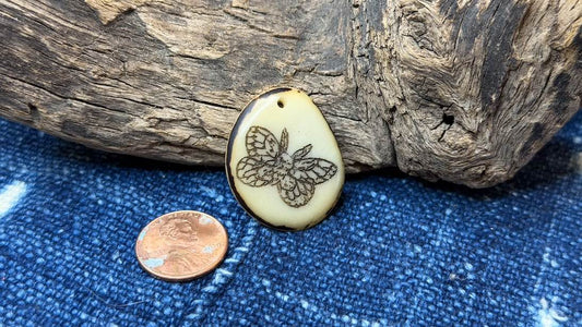 Laser-Etched Tagua Nut (Vegetable Ivory) Pendant by Andrew Thornton