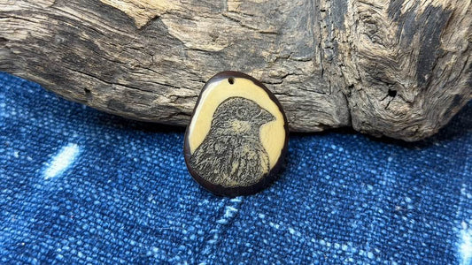 Laser-Etched Tagua Nut (Vegetable Ivory) Pendant by Andrew Thornton