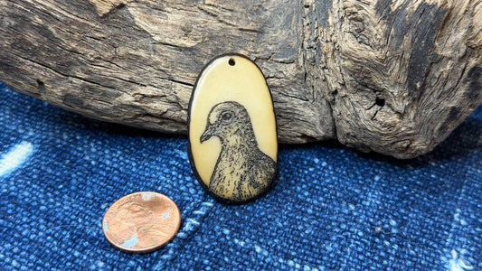 Laser-Etched Tagua Nut (Vegetable Ivory) Pendant by Andrew Thornton