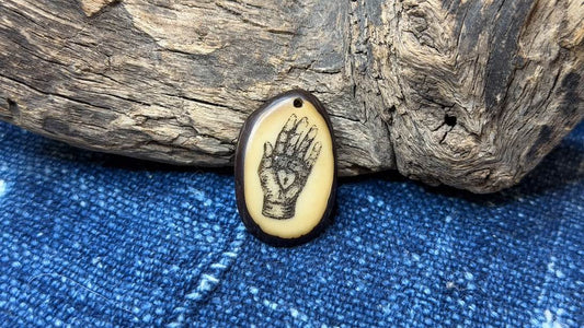 Laser-Etched Tagua Nut (Vegetable Ivory) Pendant by Andrew Thornton