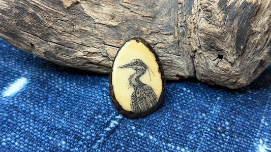 Laser-Etched Tagua Nut (Vegetable Ivory) Pendant by Andrew Thornton