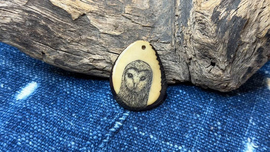 Laser-Etched Tagua Nut (Vegetable Ivory) Pendant by Andrew Thornton