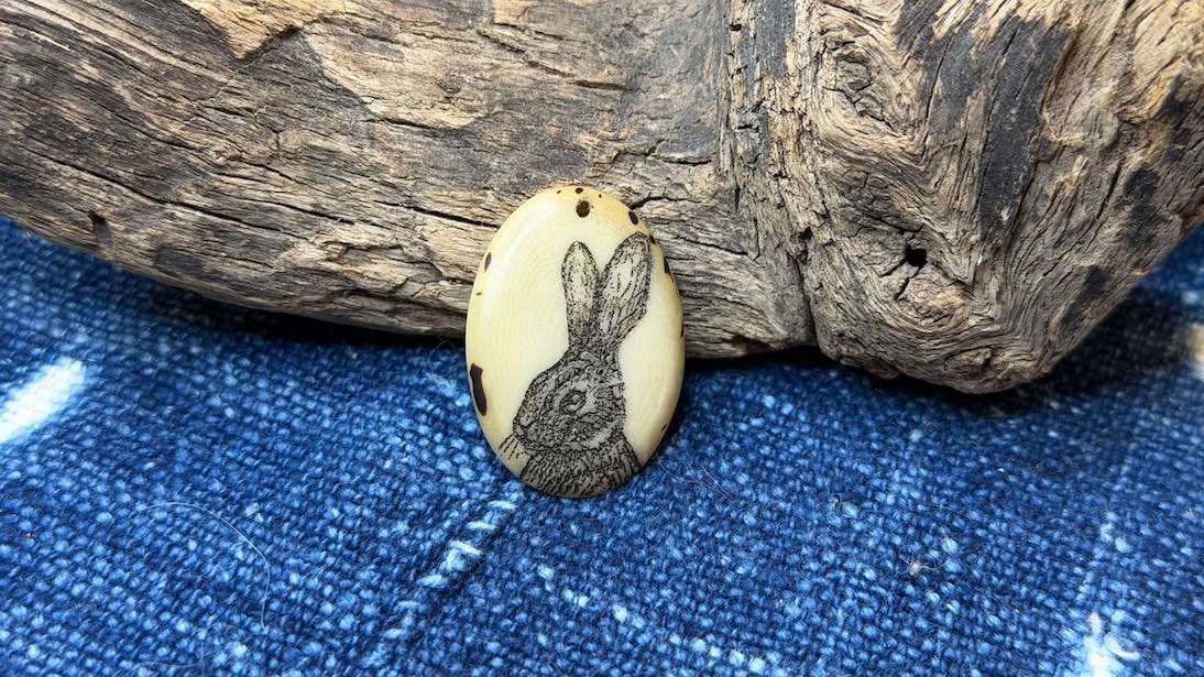Laser-Etched Tagua Nut (Vegetable Ivory) Pendant by Andrew Thornton