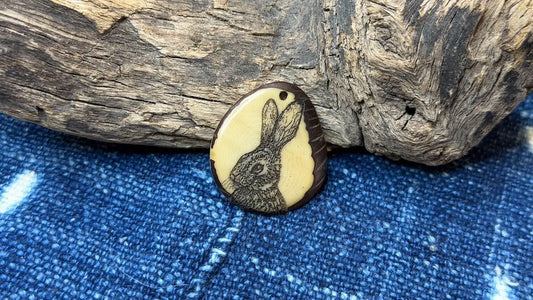 Laser-Etched Tagua Nut (Vegetable Ivory) Pendant by Andrew Thornton