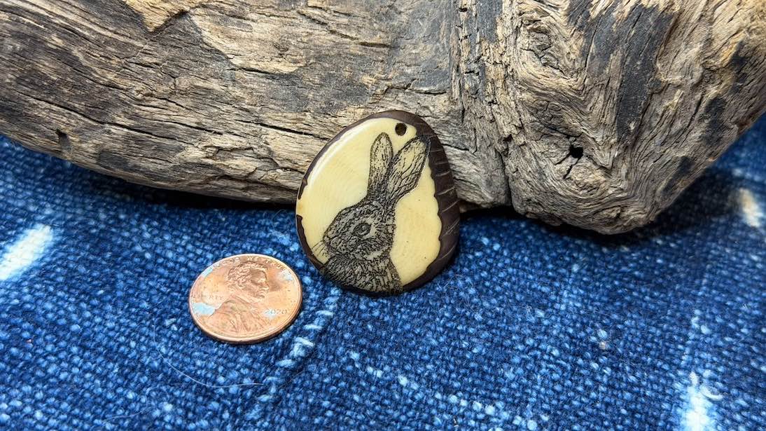 Laser-Etched Tagua Nut (Vegetable Ivory) Pendant by Andrew Thornton