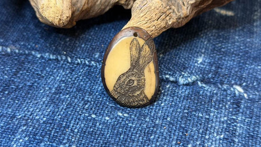 Laser-Etched Tagua Nut (Vegetable Ivory) Pendant by Andrew Thornton