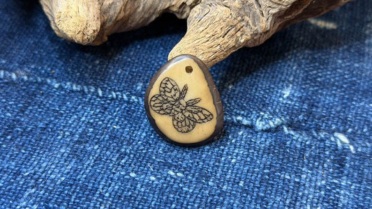 Laser-Etched Tagua Nut (Vegetable Ivory) Pendant by Andrew Thornton