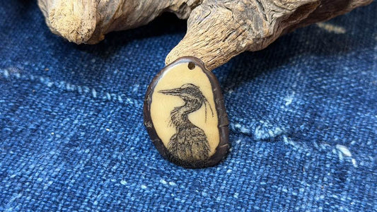 Laser-Etched Tagua Nut (Vegetable Ivory) Pendant by Andrew Thornton