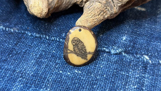 Laser-Etched Tagua Nut (Vegetable Ivory) Pendant by Andrew Thornton