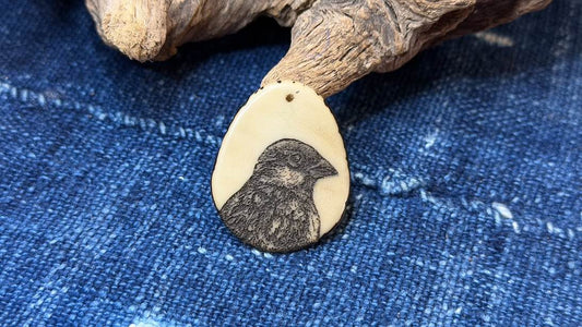 Laser-Etched Tagua Nut (Vegetable Ivory) Pendant by Andrew Thornton